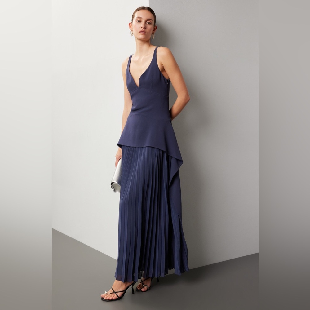 SIMKHAI sequoia pleated combo sleeveless v-neck dress size 8 - Picture 1 of 8